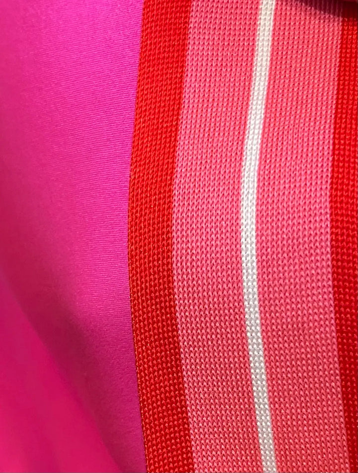 Women'S Glossy Fuchsia Silk Shirt Dress With Stripe - Nigel Curtiss