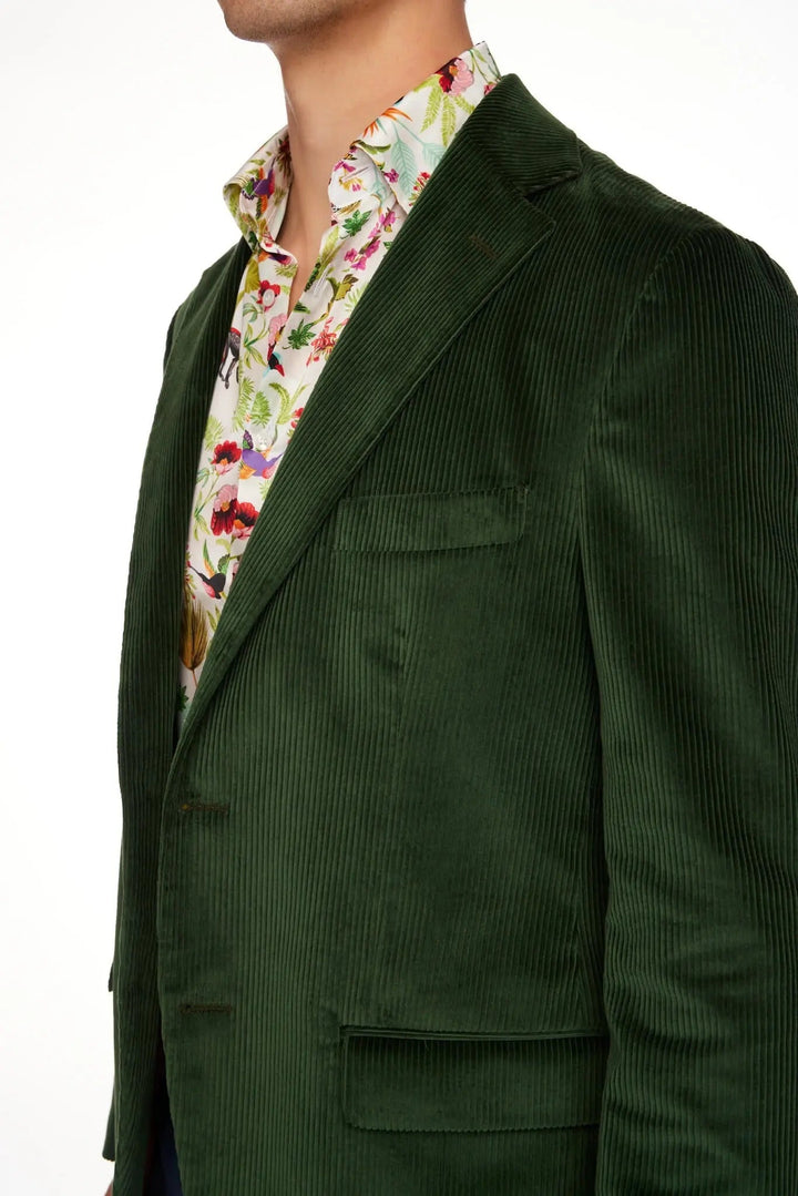 Men's Unconstructed Cotton Corduroy Jacket In Bottle Green - Nigel Curtiss