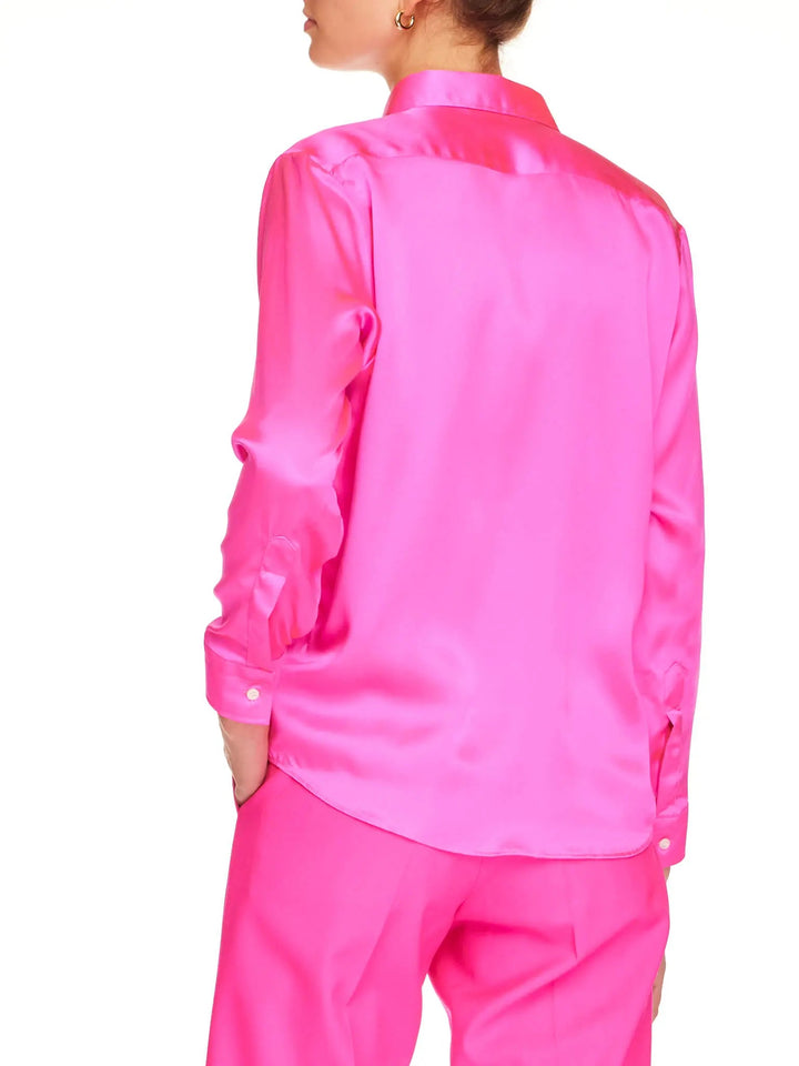 Women’s Glossy Silk Shirt In Fuchsia Pink - Nigel Curtiss
