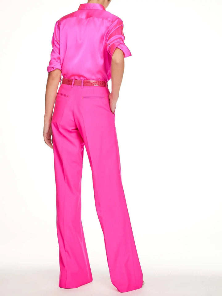 Women’s Lightweight Cool Wool Pleated Pant In Fuchsia Pink - Nigel Curtiss