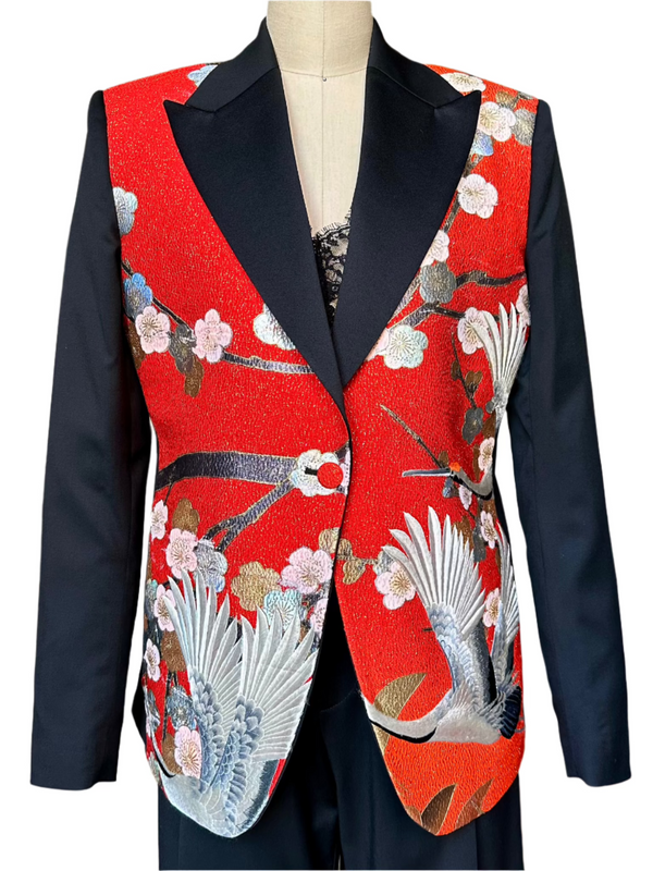 CRANES OVER CRIMSON KIMONO JACKET