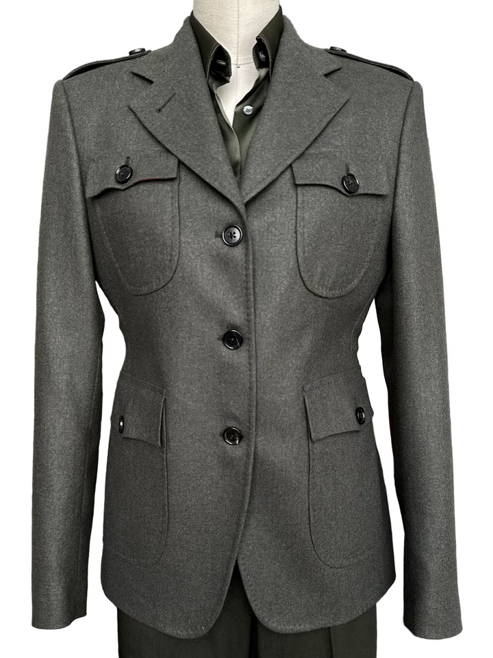 WOMEN'S MILITARY JACKET IN ARMY GREEN Nigel Curtiss