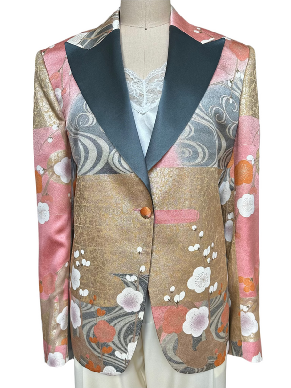 BLOSSOMS AND METALLIC WAVES KIMONO JACKET