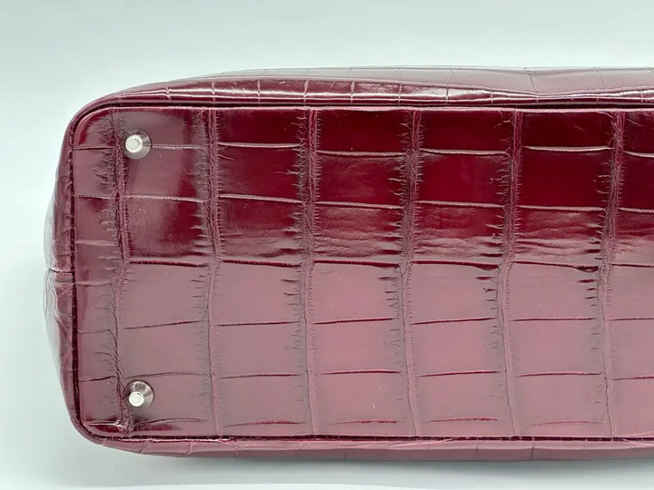 ALLIGATOR TOTE BAG IN BURGUNDY - Nigel Curtiss