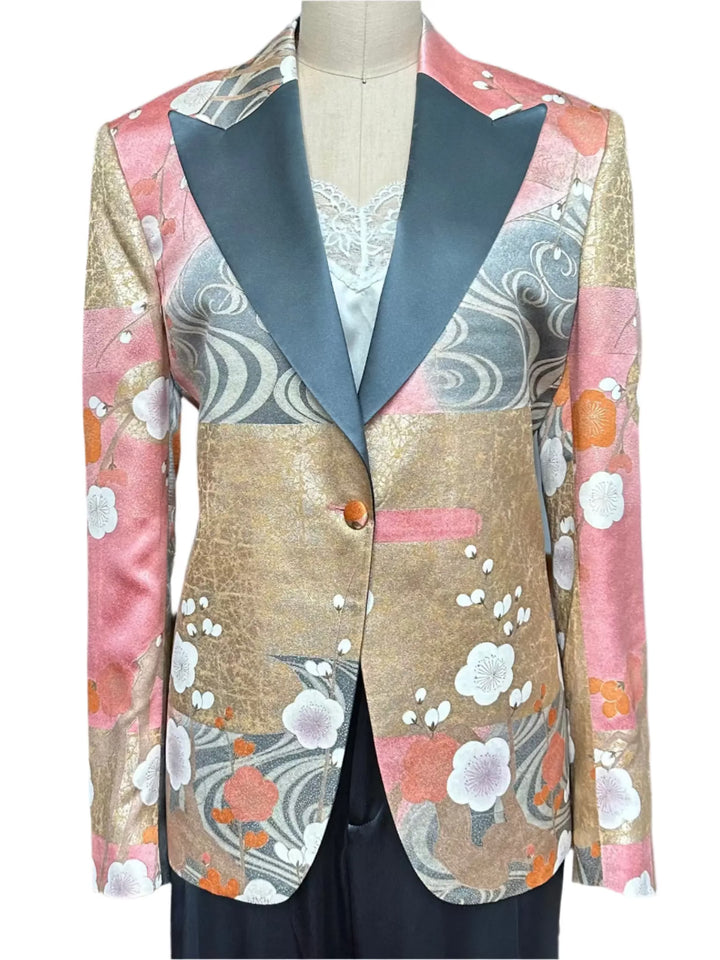 BLOSSOMS AND METALLIC WAVES KIMONO JACKET Nigel Curtiss