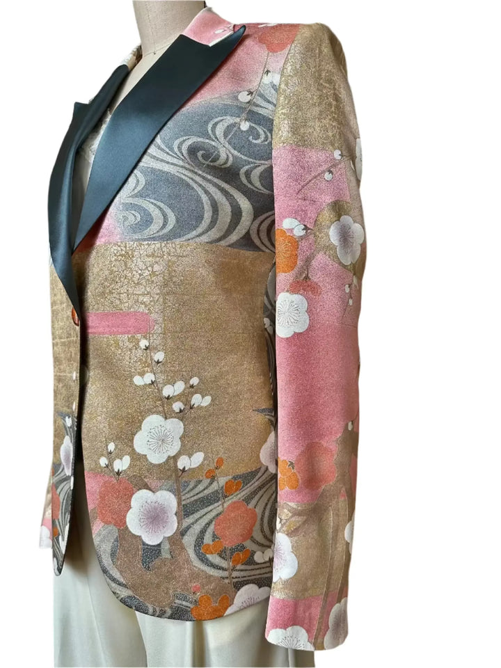 BLOSSOMS AND METALLIC WAVES KIMONO JACKET Nigel Curtiss