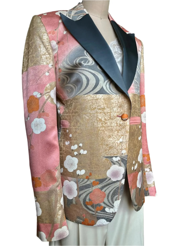 BLOSSOMS AND METALLIC WAVES KIMONO JACKET Nigel Curtiss