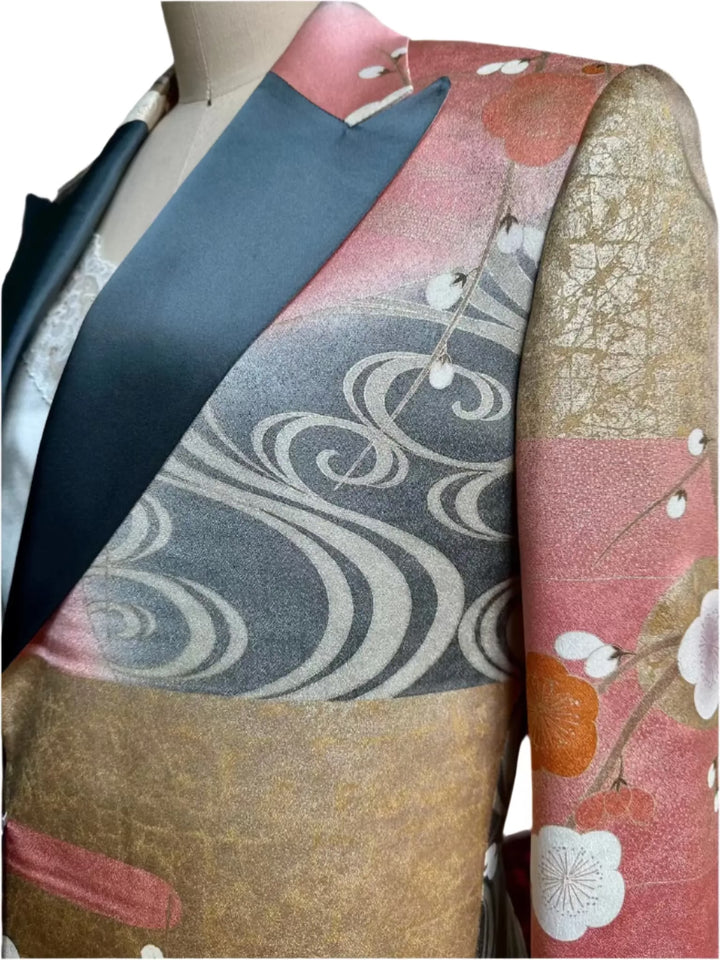 BLOSSOMS AND METALLIC WAVES KIMONO JACKET Nigel Curtiss