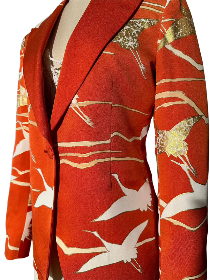 GOLDEN CRANES IN ORANGE SKY KIMONO JACKET Nigel Curtiss