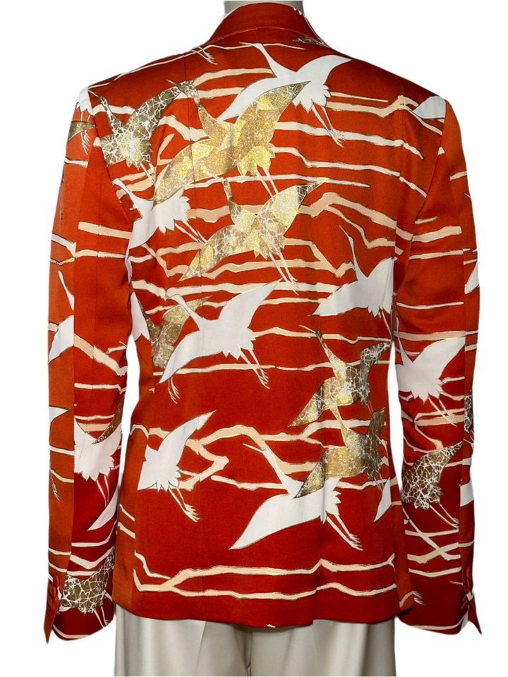 GOLDEN CRANES IN ORANGE SKY KIMONO JACKET Nigel Curtiss