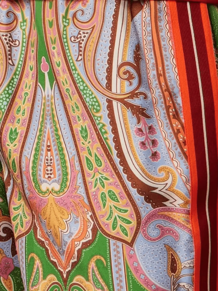 Men's Royal Paisley Silk Pajama Pants With Stripe - Nigel Curtiss