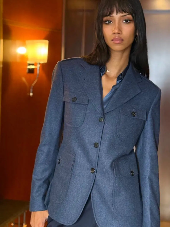 WOMEN'S AIR FORCE BLUE SILK SHIRT Nigel Curtiss