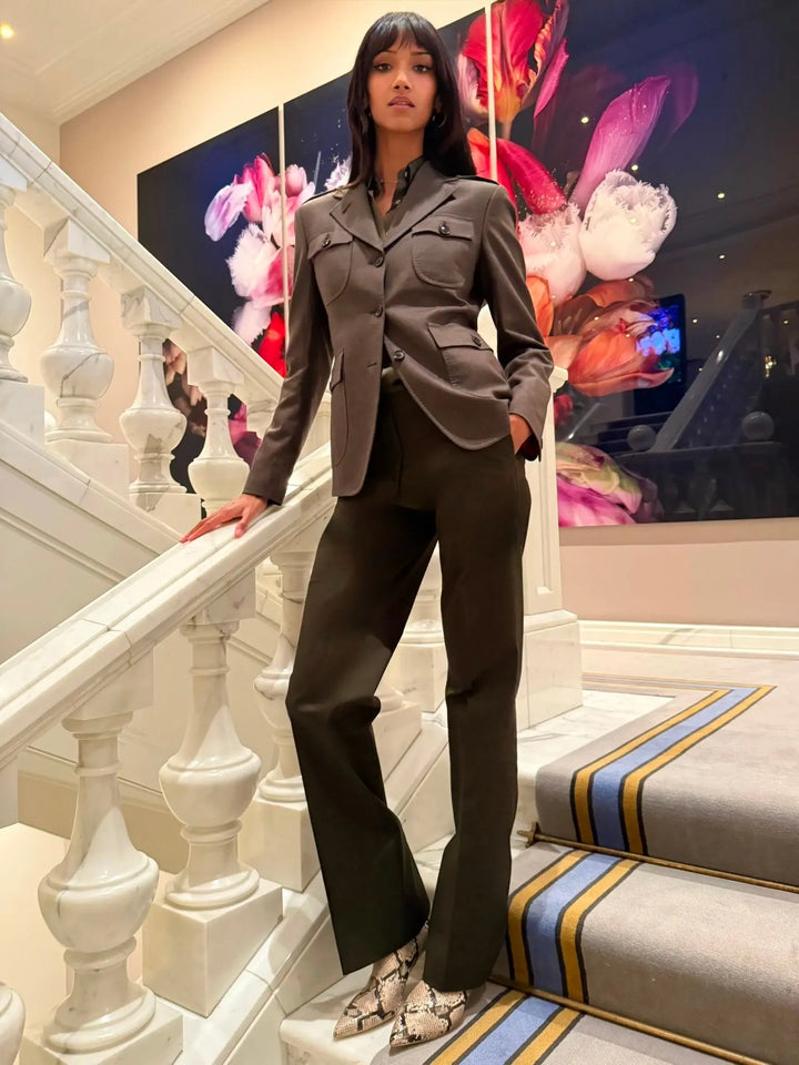 WOMEN'S ARMY GREEN SILK SHIRT - Nigel Curtiss