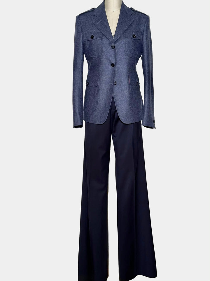 Women's Baggy Double Pleated Pant In Navy Nigel Curtiss