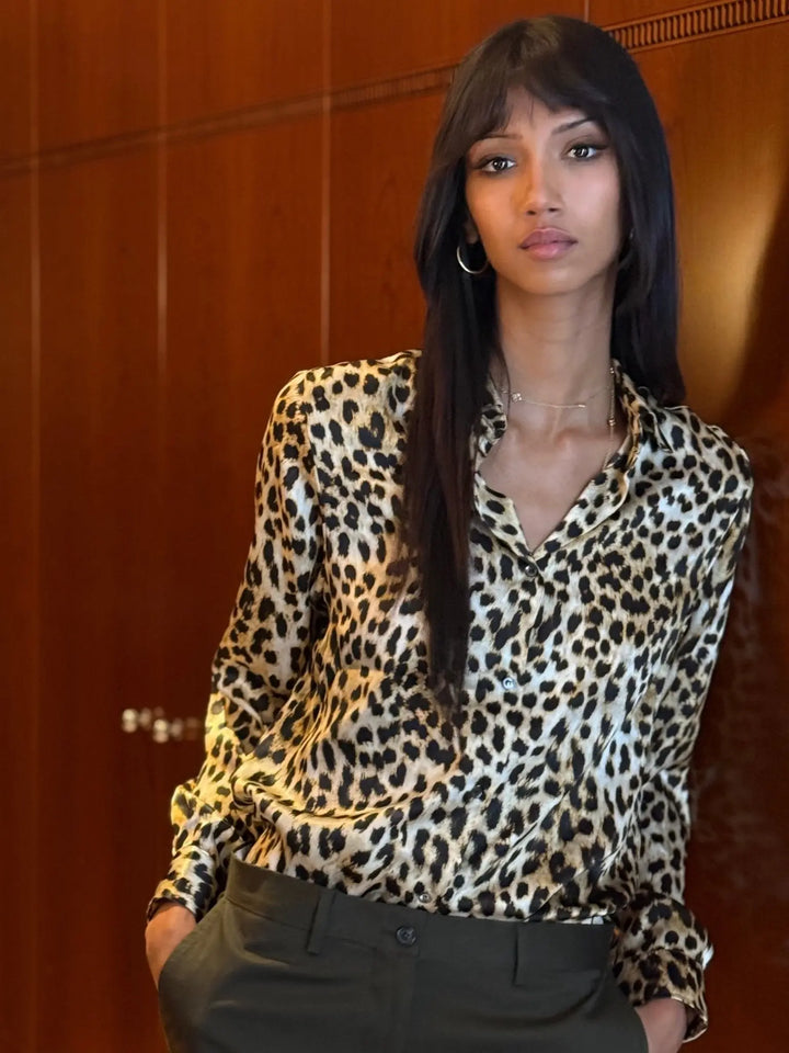 Women's Leopard Silk Shirt - Nigel Curtiss