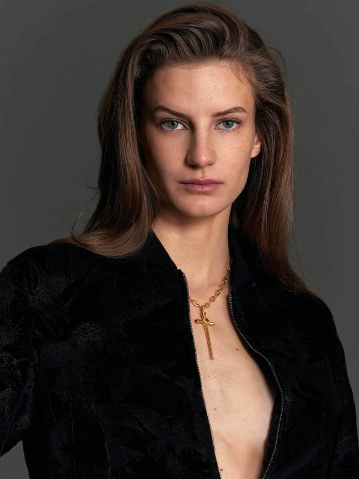 Black Floral Velvet Bomber Jacket - Nigel Curtiss
