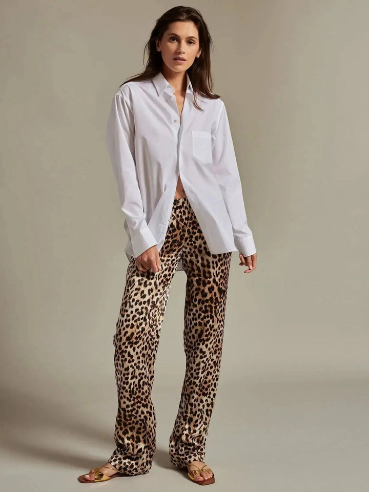 LEOPARD SILK PANT WITH STRIPE *NEW* - Nigel Curtiss
