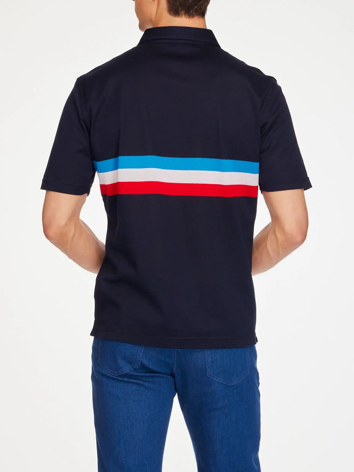 Men's Cotton Jersey Polo Shirt In Blue / White Stripe - Nigel Curtiss