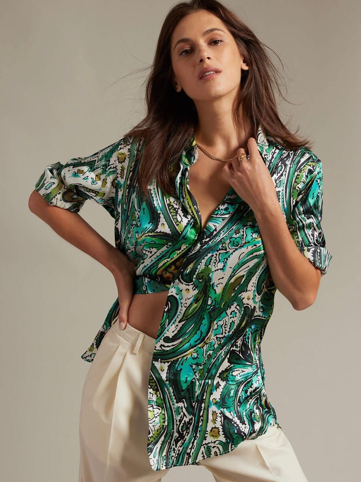 Women's Emerald Paisley Shirt - Nigel Curtiss
