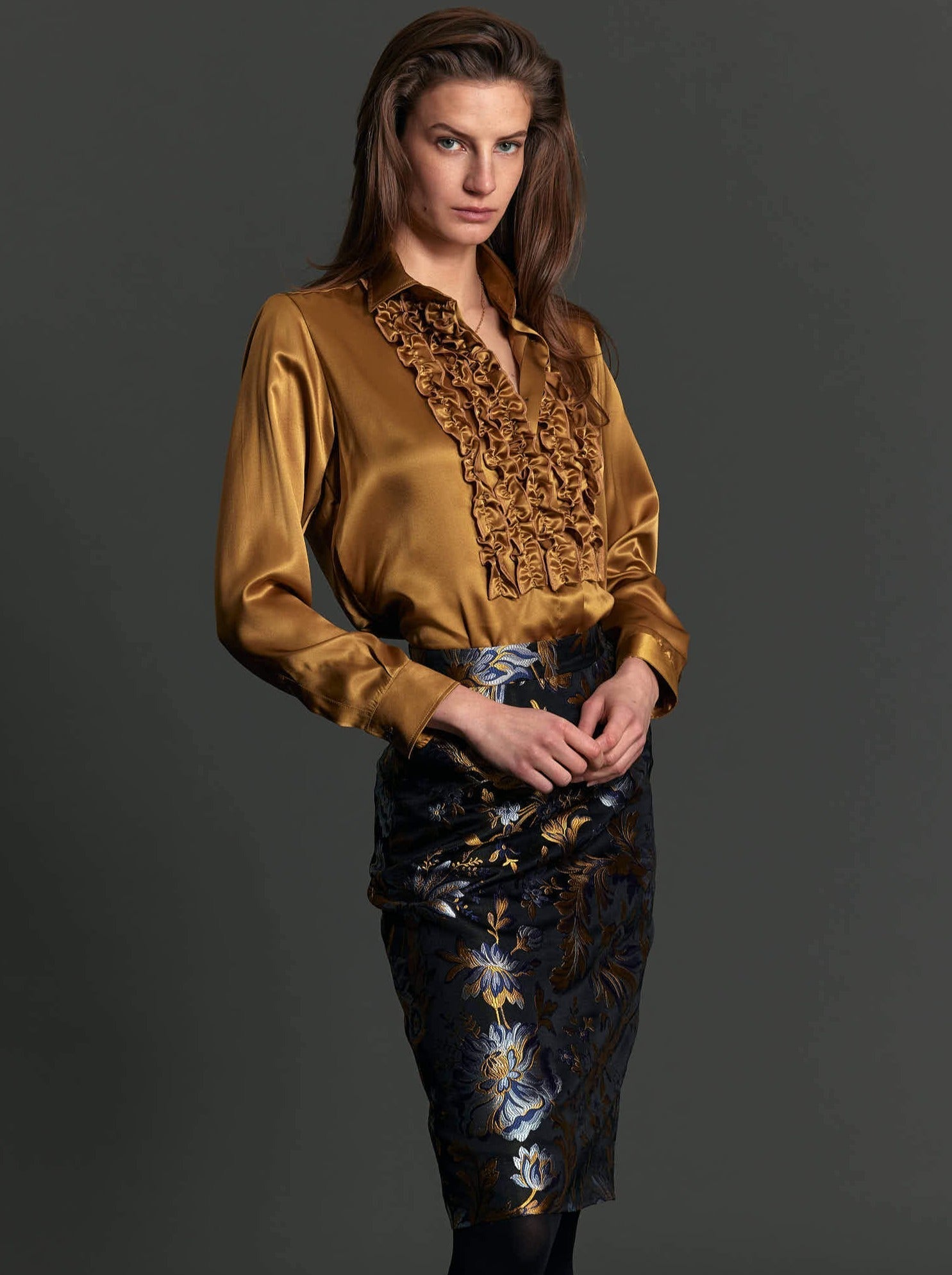 Womens gold pencil skirt cheap