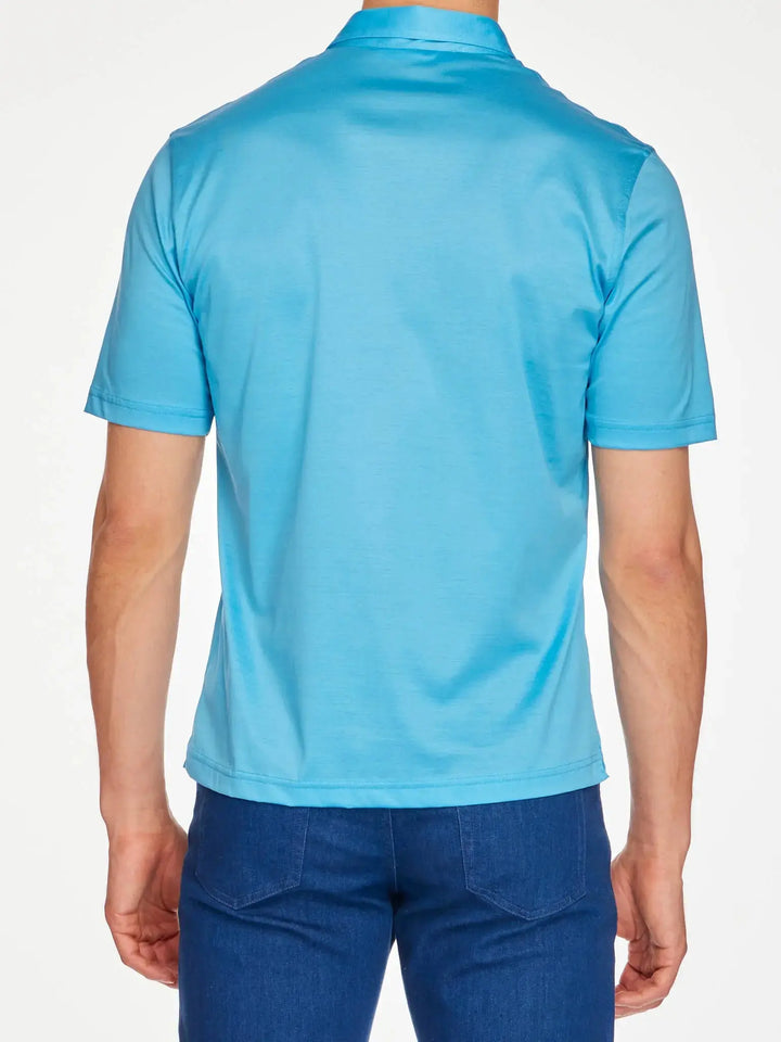 Men's Cotton Jersey Polo Shirt In Turquoise - Nigel Curtiss