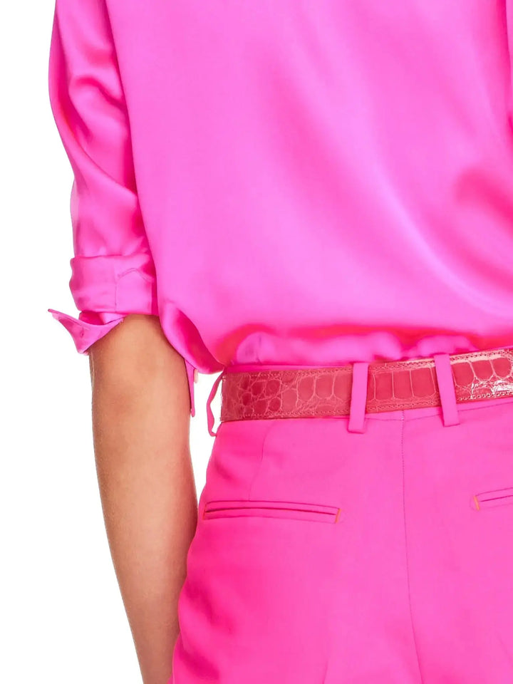 Unisex Alligator Belt In Pink Gloss - Nigel Curtiss