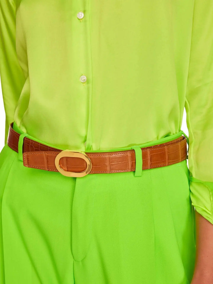 Unisex Alligator Belt In Tan Matte - Nigel Curtiss