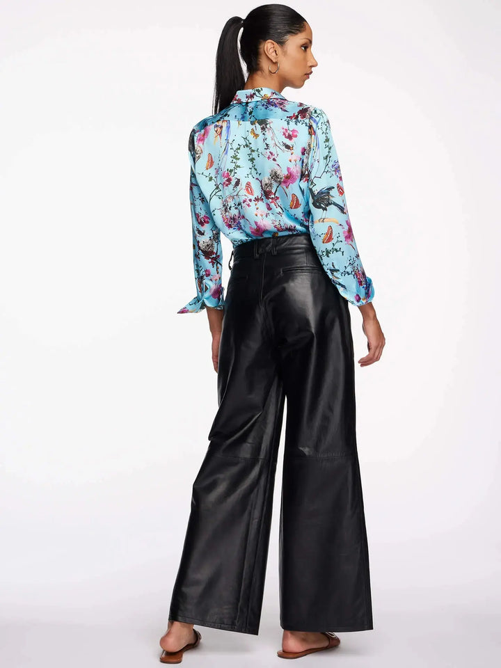 Women's Baggy Double Pleated Leather Pants - Nigel Curtiss