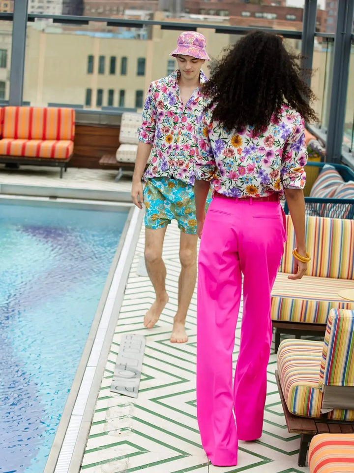 Women’s Lightweight Cool Wool Pleated Pant In Fuchsia Pink - Nigel Curtiss