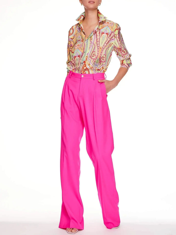 Women’s Lightweight Cool Wool Pleated Pant In Fuchsia Pink - Nigel Curtiss