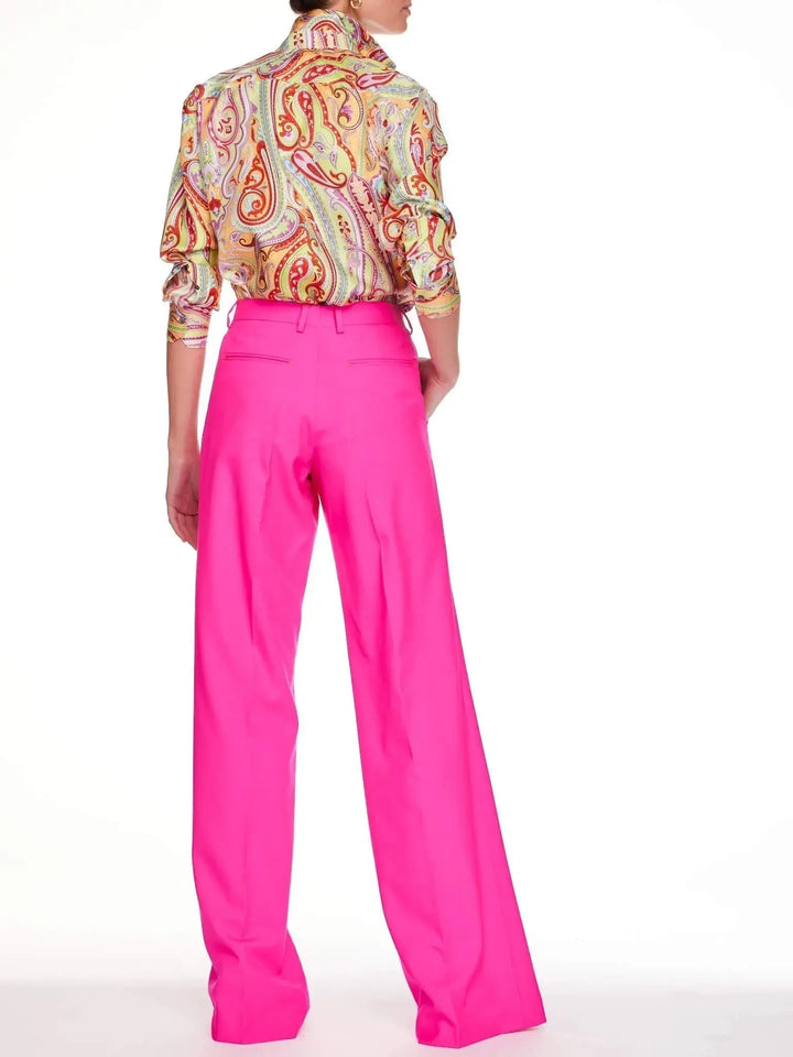 Women’s Lightweight Cool Wool Pleated Pant In Fuchsia Pink - Nigel Curtiss