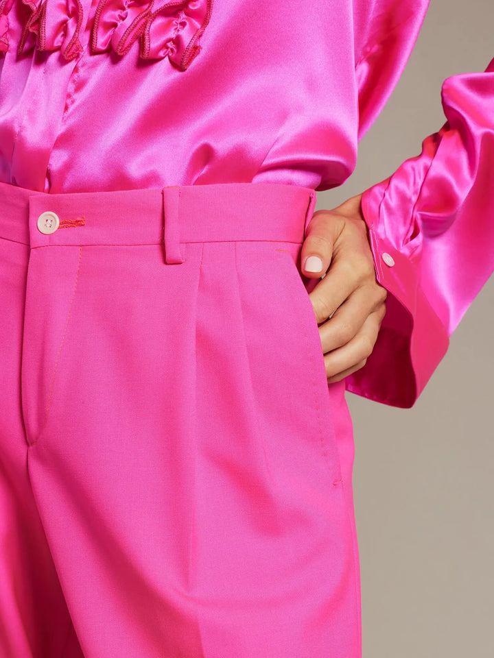 Women’s Lightweight Cool Wool Pleated Pant In Fuchsia Pink - Nigel Curtiss