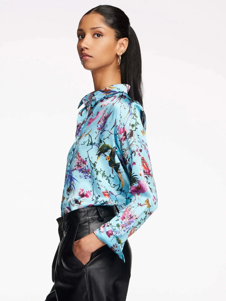 Women's Birds And Butterflies Silk Shirt - Nigel Curtiss