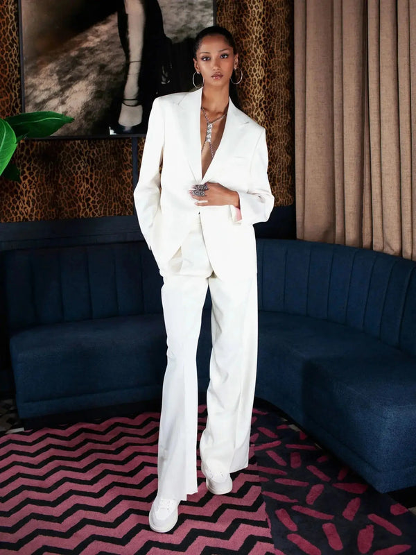 Women's Boyfriend Suit In Off White - Nigel Curtiss