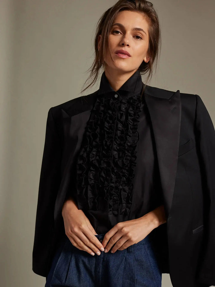 Women's Boyfriend Tuxedo Jacket In Black - Nigel Curtiss