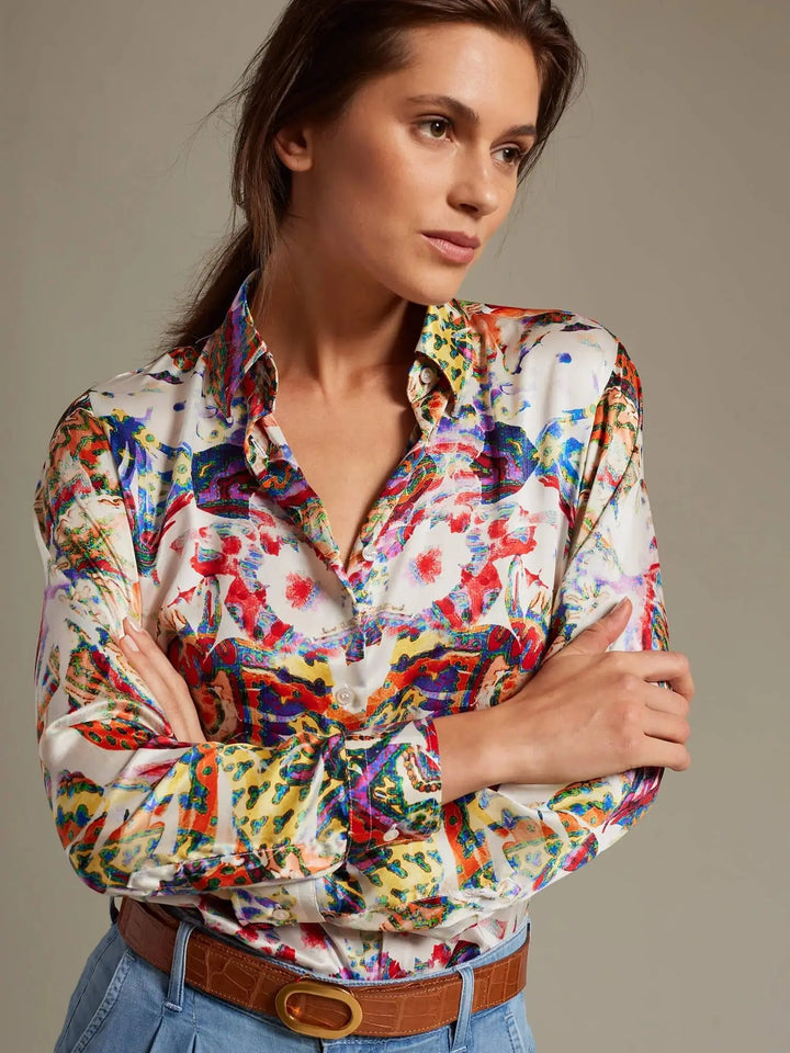 Women’s Butterfly Kaleidoscope Silk Shirt - Nigel Curtiss