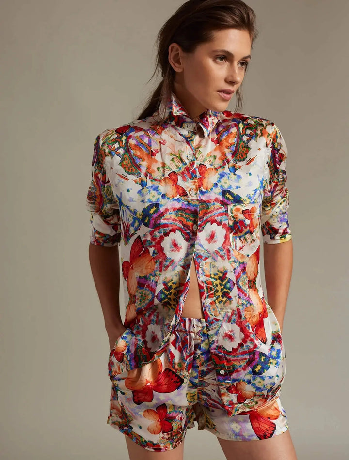 Women’s Butterfly Kaleidoscope Silk Shirt - Nigel Curtiss