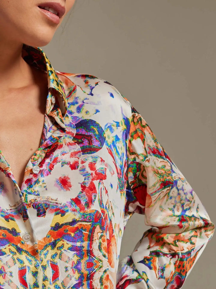 Women’s Butterfly Kaleidoscope Silk Shirt - Nigel Curtiss