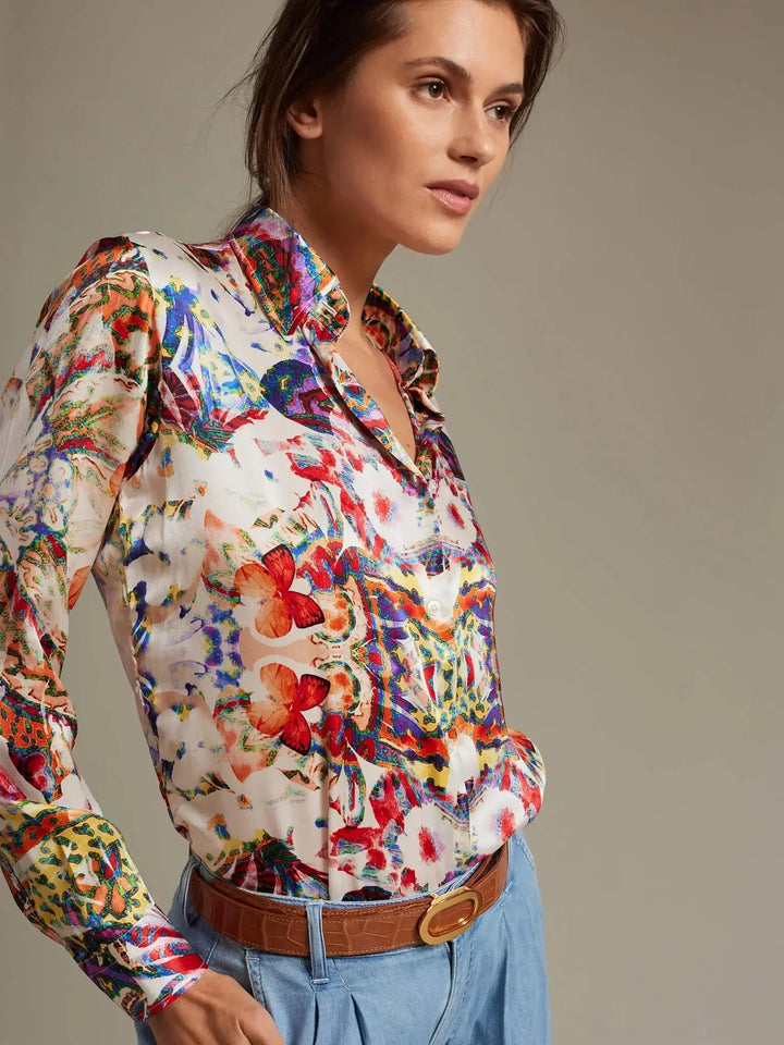 Women’s Butterfly Kaleidoscope Silk Shirt - Nigel Curtiss