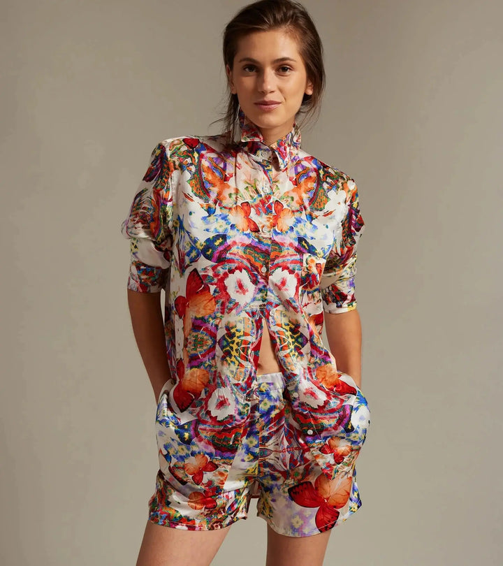 Women’s Butterfly Kaleidoscope Silk Shirt - Nigel Curtiss