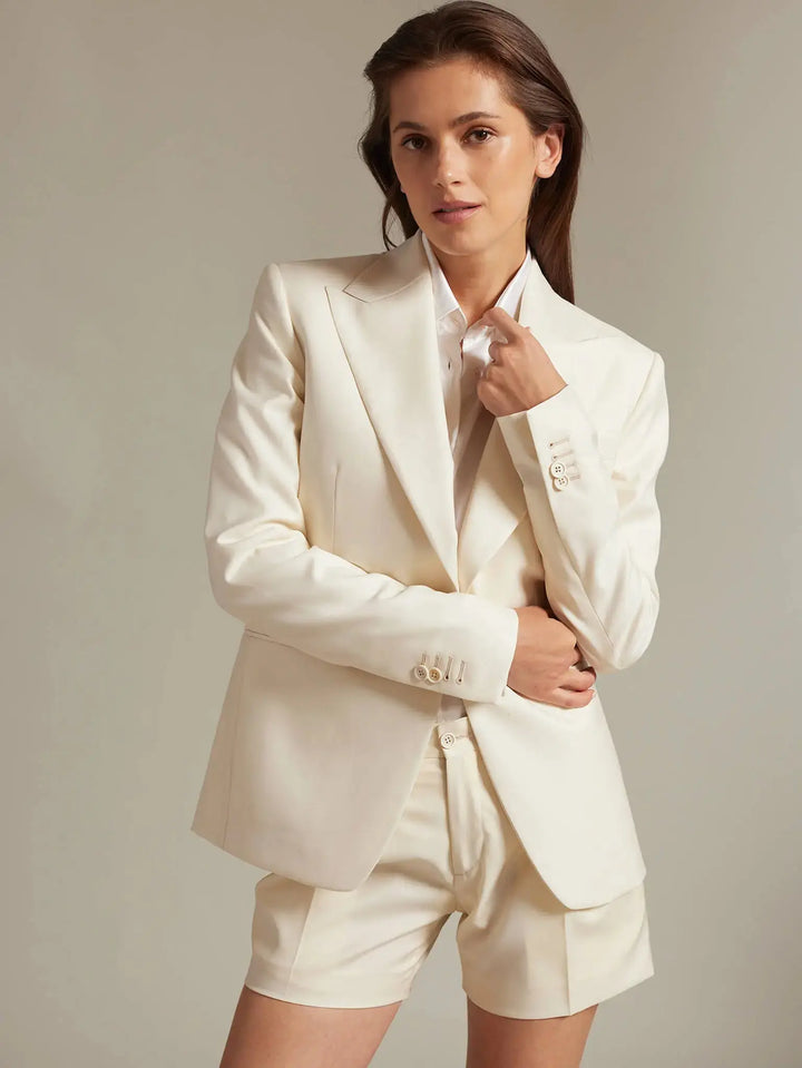 Women's Glossy Silk Shirt In Ivory - Nigel Curtiss