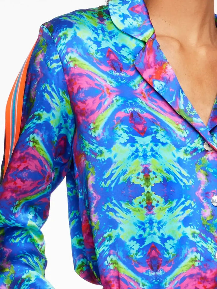 Women's Kaleidoscope Dreams Silk Pajama Set With Stripe - Nigel Curtiss