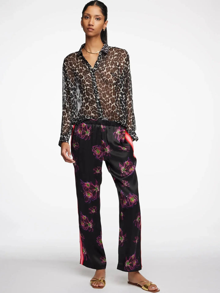 Women's Leopard Silk Chiffon Blouse In Brown - Nigel Curtiss