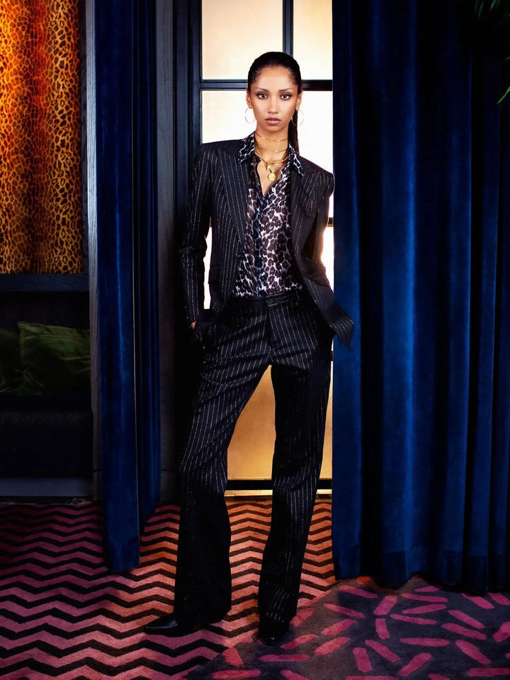 Women's Leopard Silk Chiffon Blouse In Brown - Nigel Curtiss