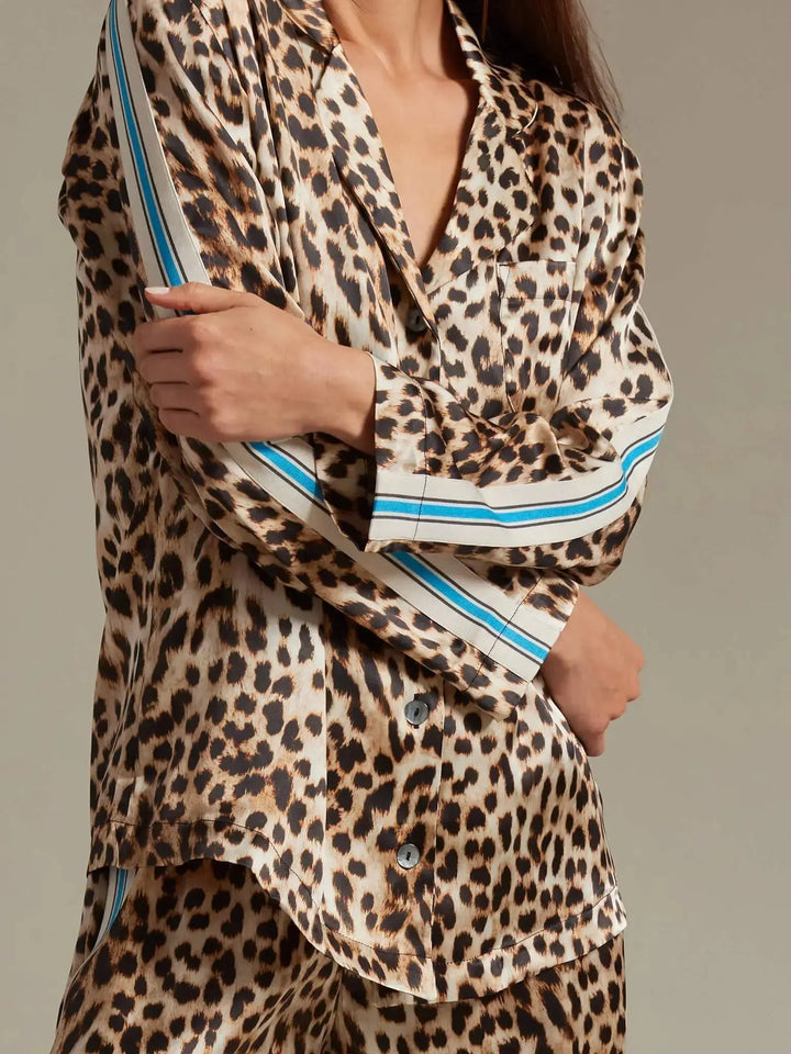 Women's Leopard Silk Pajama Set - Nigel Curtiss