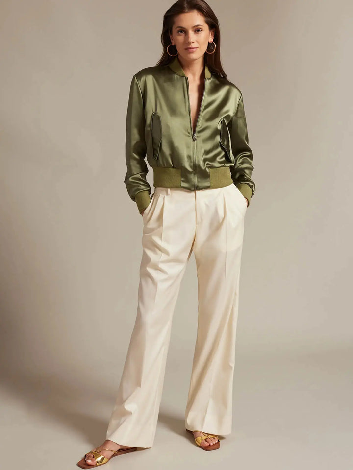 Women's Pleated Pant In Off White - Nigel Curtiss