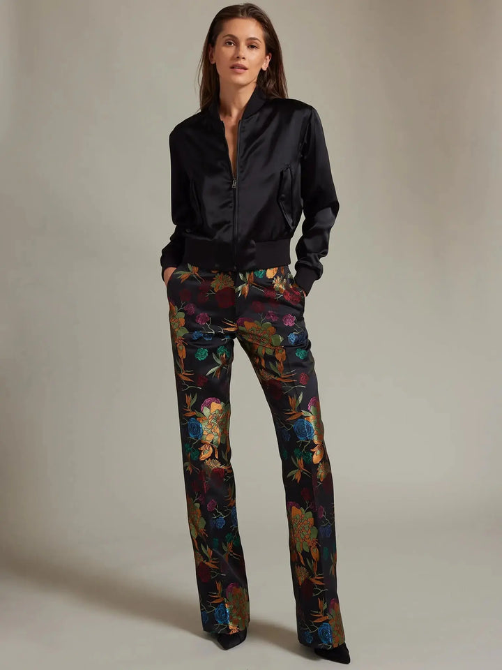 Women's Satin Bomber Jacket In Black - Nigel Curtiss