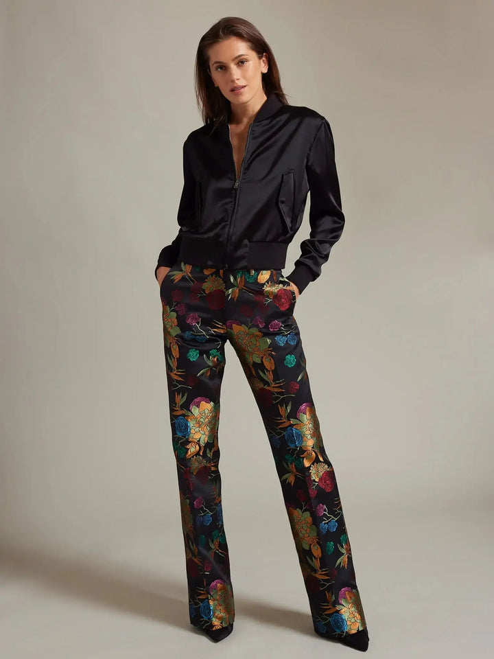 Women's Satin Bomber Jacket In Black - Nigel Curtiss