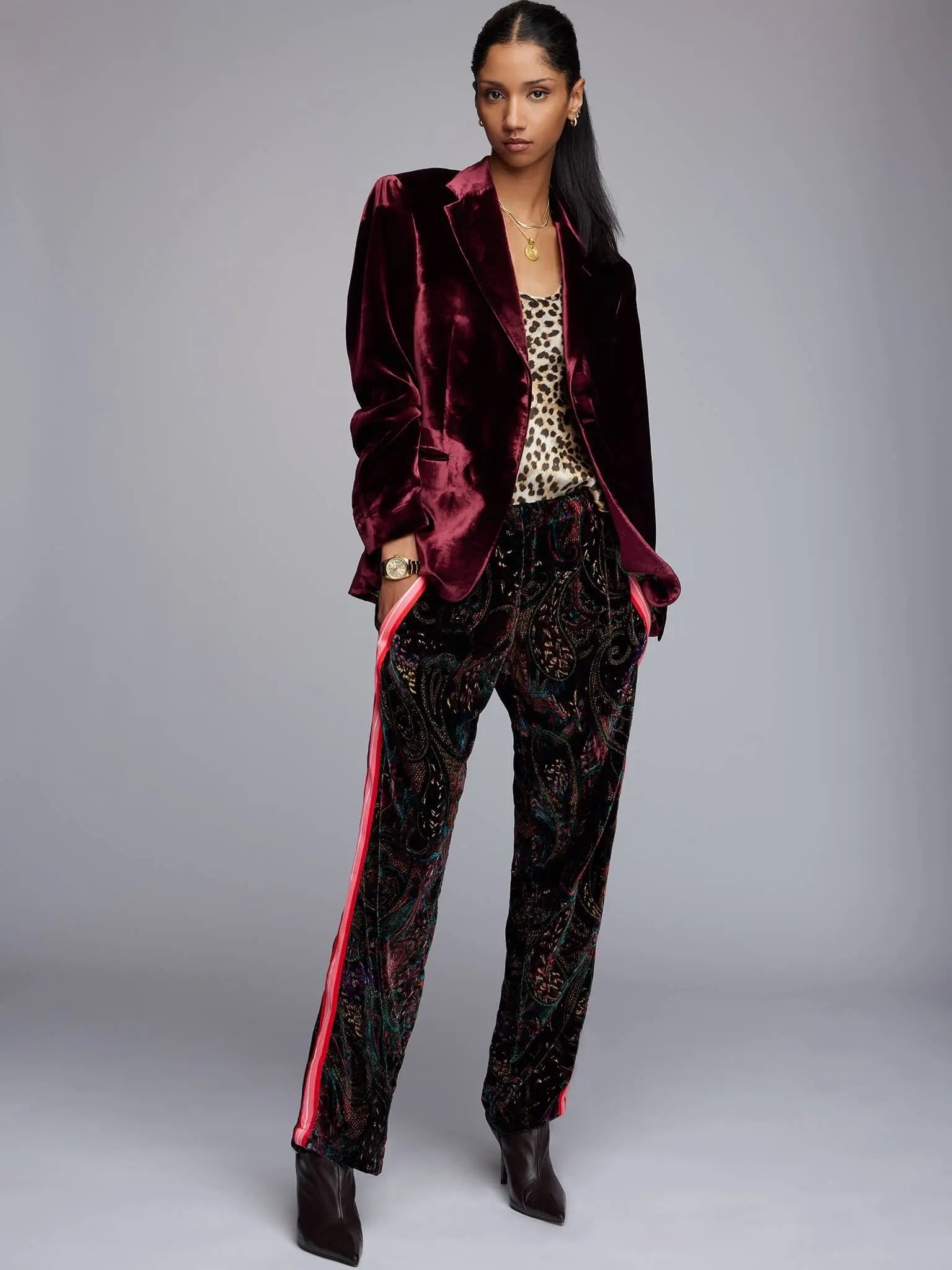 Burgundy velvet deals blazer women