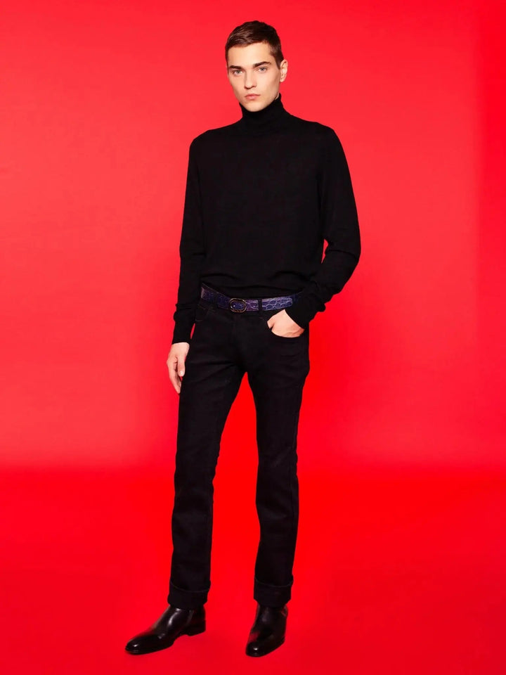 Men's Bootcut Stretch Denim Jean In Black - Nigel Curtiss